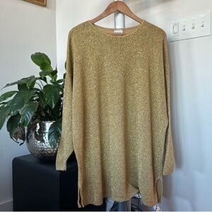 Vintage Women’s Plus Gold Knit Tunic Sweater Sz 20W Side Slits Crew
